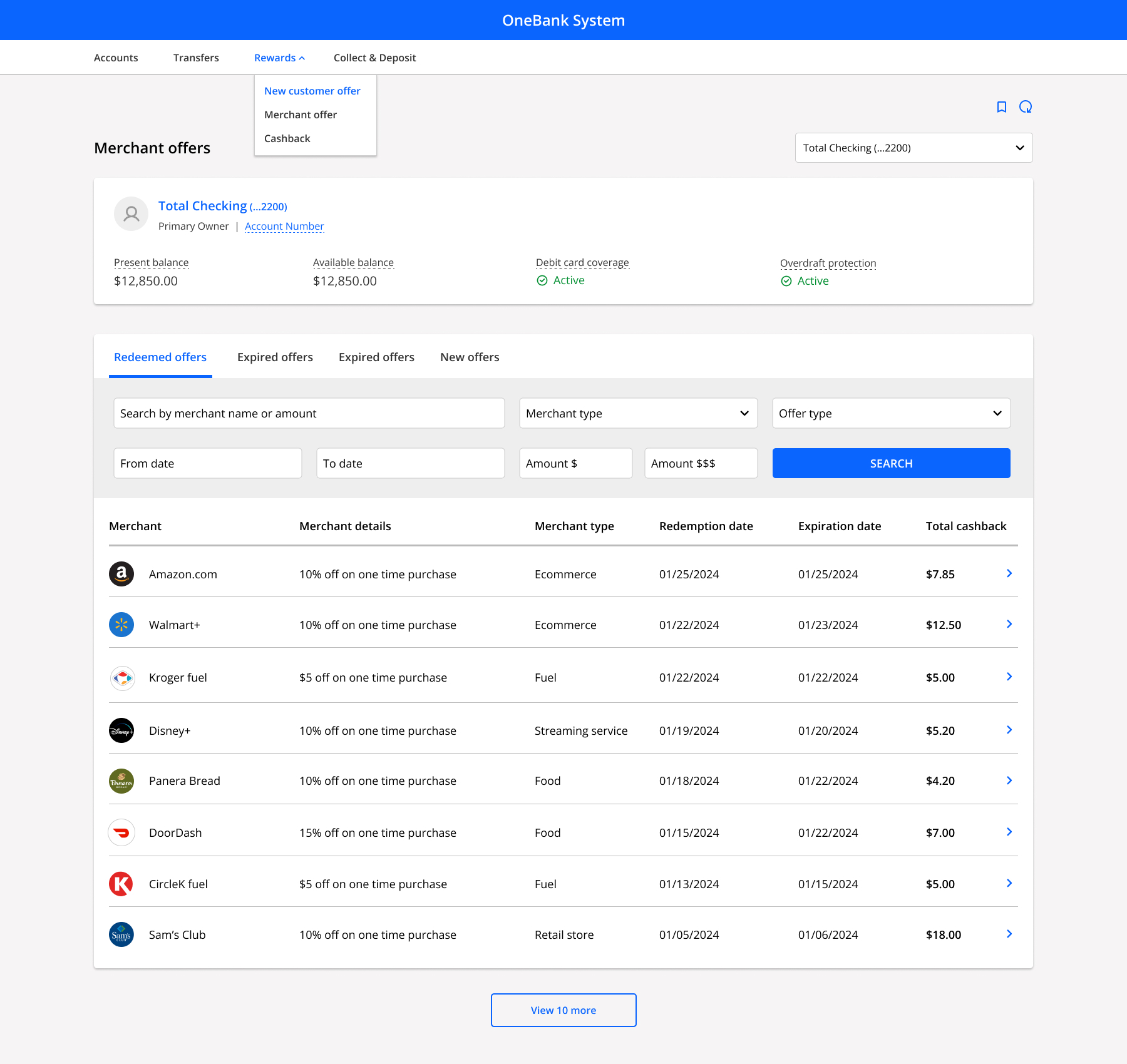 OneBank merchant offer