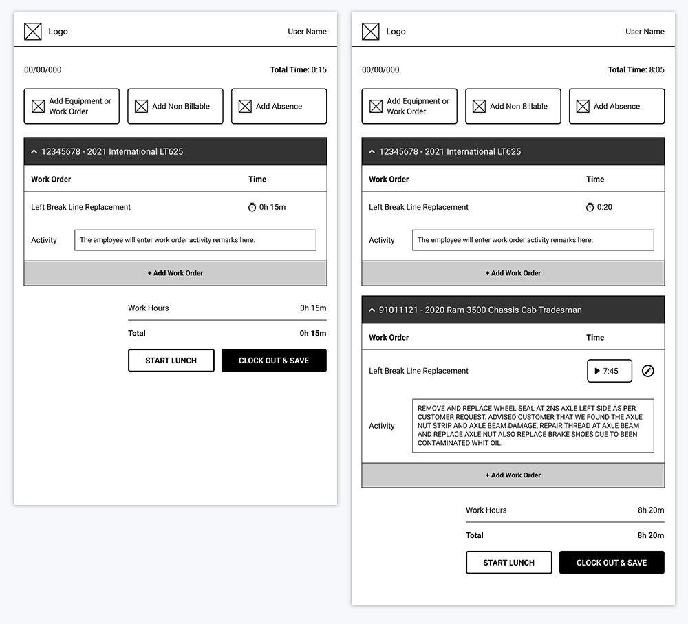 DaveyShop Wireframes