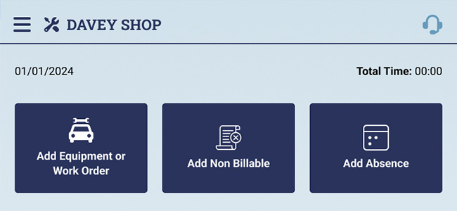 Mechanic shop time entry application